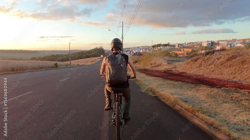 homem ciclista anda de bicicleta no pôr do sol 