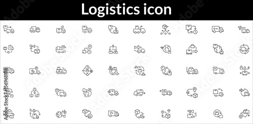 Logistics delivery transportation shipping icons vector