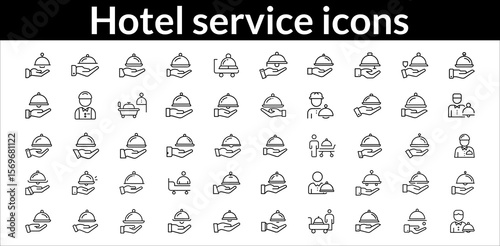 Hotel service icons food serving
