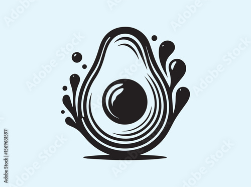 Sliced ripe avocado with exposed seed and minimal juice motion, clean food-themed illustration for wellness branding