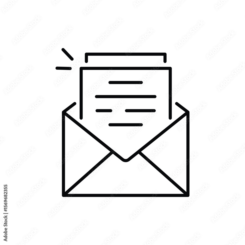 Mail correspondence line icon. Continuous one line with curl. Read Message sign. E-mail symbol. Mail correspondence single outline ribbon. Loop curve pattern. Vector Mail correspondence line icon. Continuous one line with curl. Read Message sign. E-mail symbol. Mail correspondence single outline ribbon. Loop curve pattern. Vector