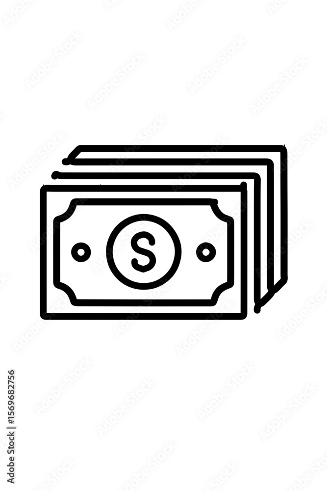Stack of Cash Vector Icon Outline Stack of Cash Vector Icon Outline