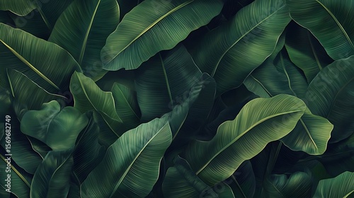 Lush Tropical Banana Leaves Texture. (19)