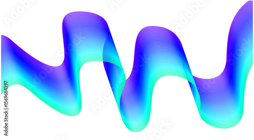 Wavy Blend Abstract Curved Blue Cyan Colorful Design Background Vector Illustration