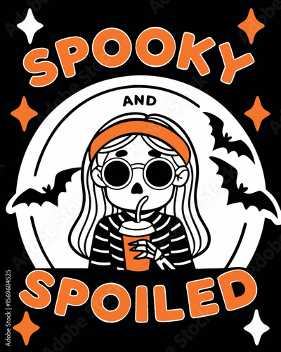 Spooky And Spoiled Halloween Vibes With A Cute Girl Drinking A Beverage