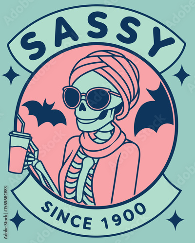 Sassy Skeleton Enjoying a Beverage Vibes