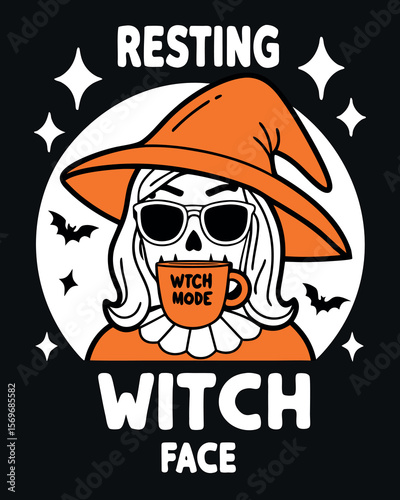 Resting Witch Face Funny Halloween Witch with Coffee Mug