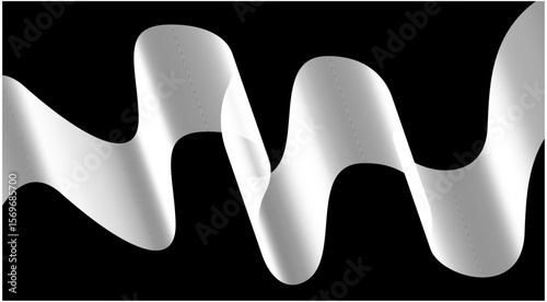 Wavy Blend Abstract Curved Background Black And White Color Design Vector Illustration