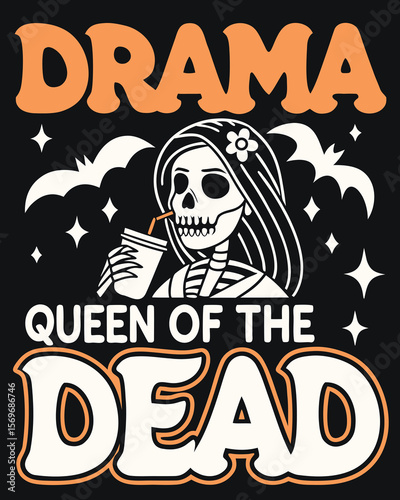 Skeleton Queen Of The Dead Halloween Party Drink