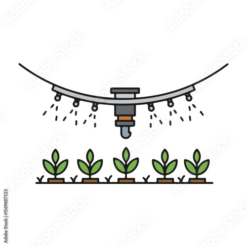 Automatic Irrigation Icon – Modern agriculture flat Vector illustration