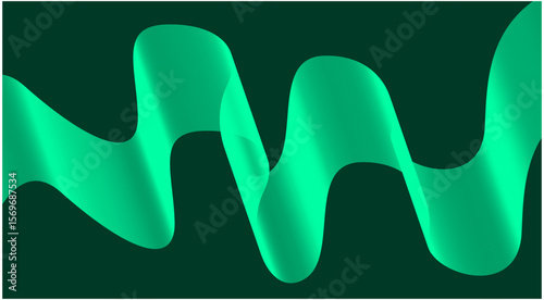 Wavy Blend Abstract Curved Background Green Cyan Color Design Vector Illustration