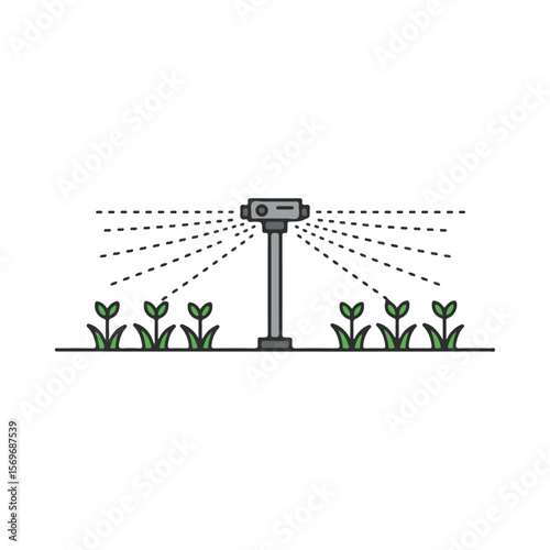 Automatic Irrigation Icon – Modern agriculture flat Vector illustration