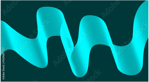 Wavy Blend Abstract Curved Background Cyan Color Design Vector Illustration