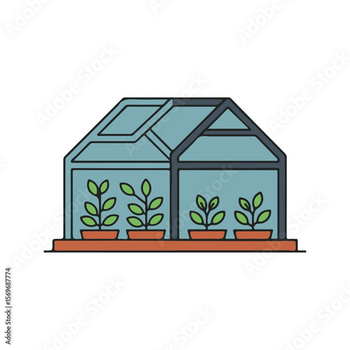Modern Greenhouse Icon – Modern agriculture flat Vector illustration