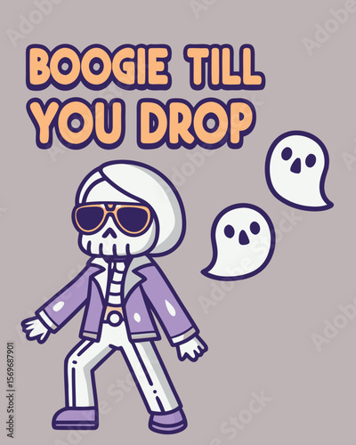 Spooky Boogie Nights Skeleton Dancing with Ghosts