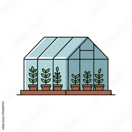 Modern Greenhouse Icon – Modern agriculture flat Vector illustration