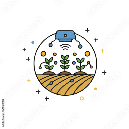 IoT Agriculture Icon – Modern agriculture flat Vector illustration