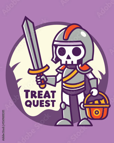 Skeleton knight embarks on a thrilling treasure hunt adventure for Halloween