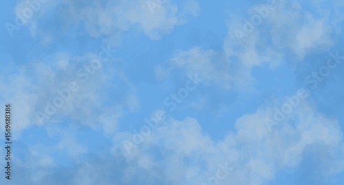 Clouds and sky watercolor  hand drawn  illustration. Abstract blue winter watercolor background. Sky pattern with snow. Light blue watercolour paper texture background.