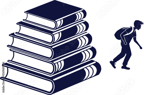 A man gains knowledge by reading a stack of old books in a library