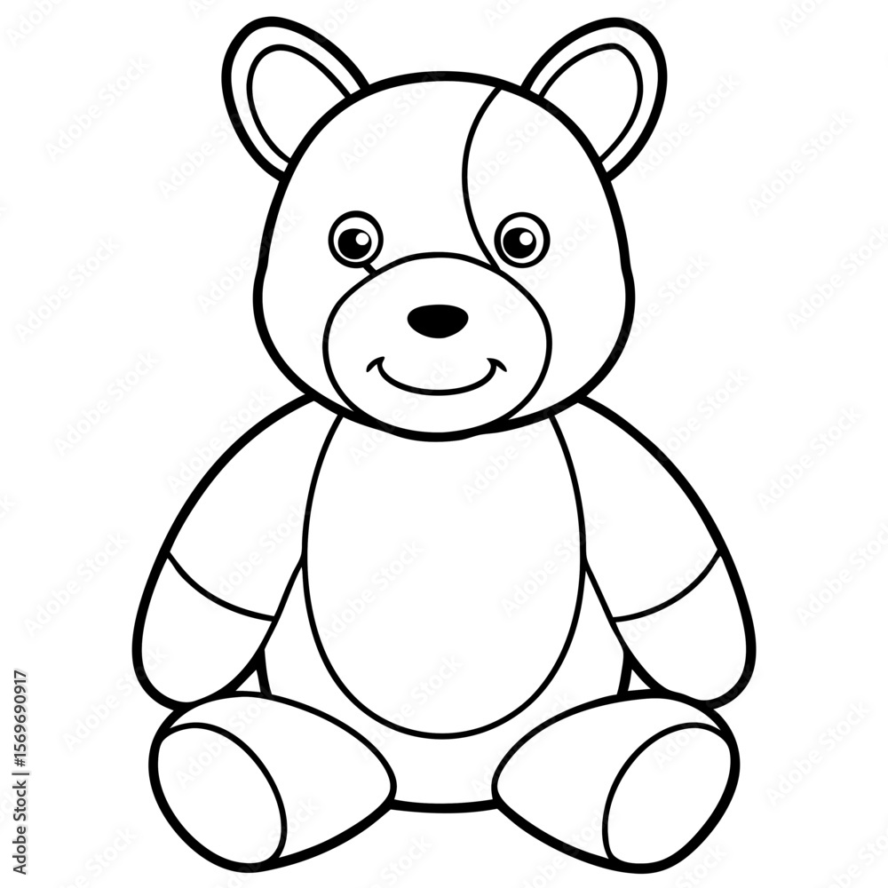 Obraz premium Cute Stuffed Friend Outline Vector
