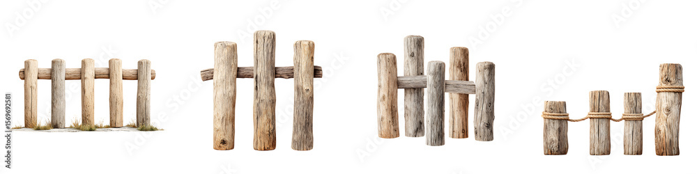 Fototapeta premium Rustic Wooden Fences: Weathered and Worn Textures