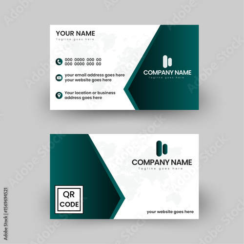 Double-sided Creative and corporate business card template in landscape orientation. Vector illustration.	