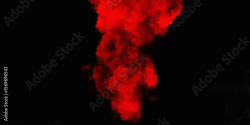  Red color powder explosion isolated on black background. Colorful dust explode. Paint Holi, dust particles splash. Network concept with spray. Futuristic technology element. 3D rendering.