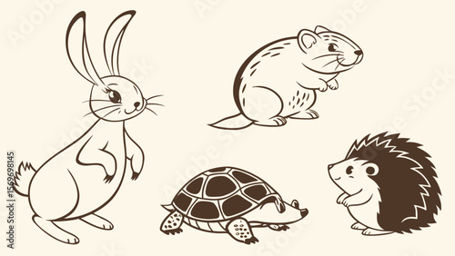 Rabbit & Small Pet Silhouettes — Bunny, Hamster, Guinea Pig, Hedgehog & Turtle Poses for Kids’ Products & Wall Art