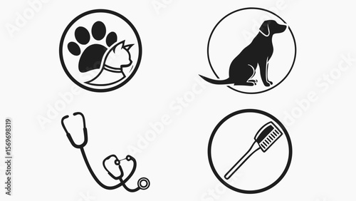 Pet Sitting & Boarding Silhouettes — Kennels, Pet Nannies, Walkers, Feeding Bowls & Pet Taxi Scenes for Business Logos