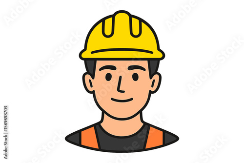 Construction worker wearing hard hat smiles while standing in a safe project area during daylight