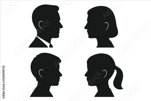 Silhouettes of different age groups and genders representing diversity and inclusion in society
