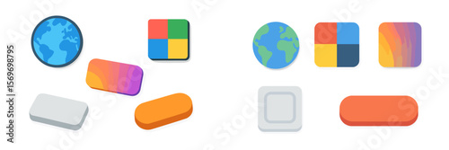 Colorful icons representing technology and global connectivity displayed on a clean white background