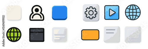 Collection of colorful user interface buttons designed for web applications and mobile devices in a modern layout