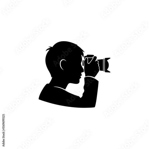 Silhouette of a child taking a picture using a camera
