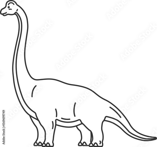 恐竜のプラキオサウルス（線画）のイラスト