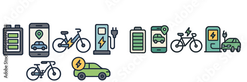 Exploring the future of transportation with electric vehicles, bicycles, and charging stations in a modern city setting