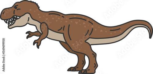 恐竜のティラノサウルス（線画カラー）のイラスト