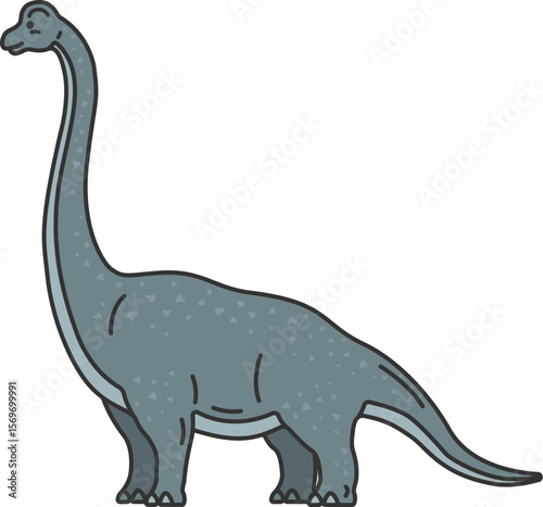 恐竜のプラキオサウルス（線画カラー）のイラスト