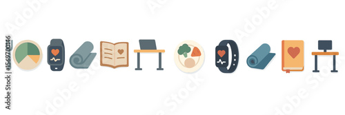 Focus on health and wellness with a blend of technology and nutritious lifestyle choices in a modern workspace setting