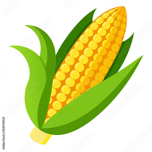 Organic Corn Clipart on Transparent White Background