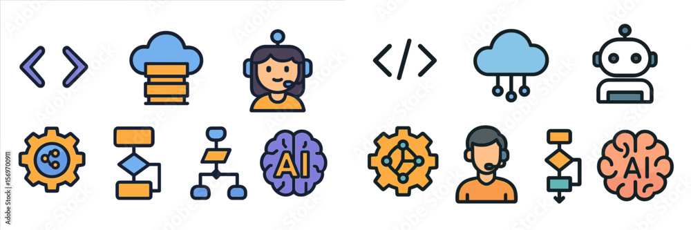 Obraz premium Modern icons representing technology and artificial intelligence in collaboration and support environments