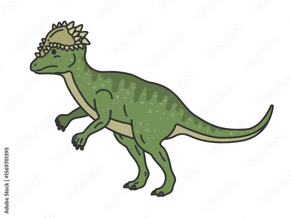 恐竜のパキケファロサウルス(線画カラー)のイラスト 恐竜のパキケファロサウルス(線画カラー)のイラスト