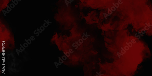  Red color powder explosion isolated on black background. Colorful dust explode. Paint Holi, dust particles splash. Network concept with spray. Futuristic technology element. 3D rendering.
