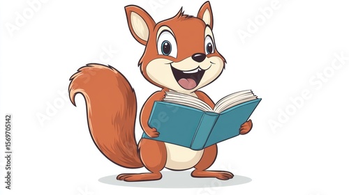 cartoon fox with a book
Cute squirrel reading a book