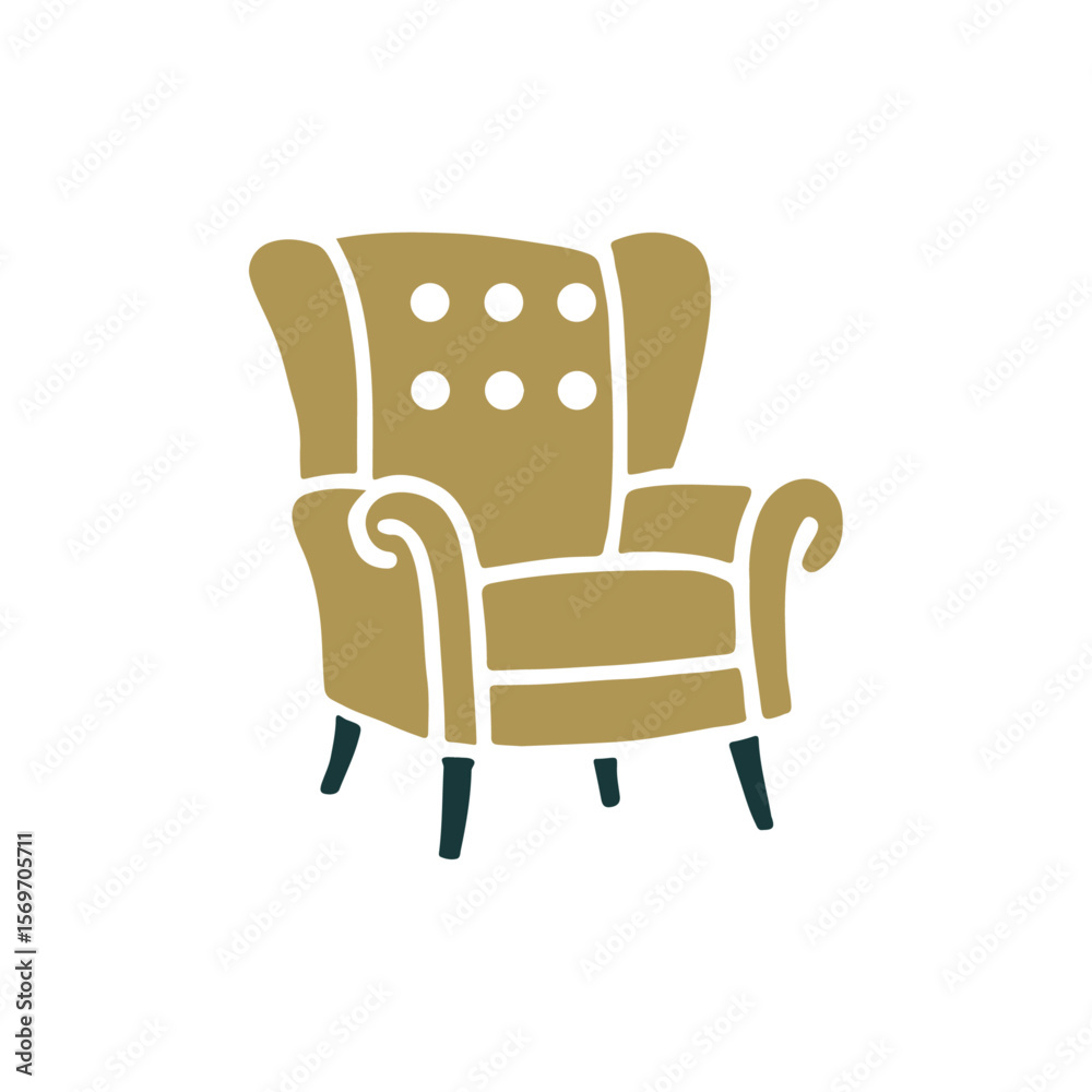Fototapeta premium Elegant Armchair: A detailed illustration showcases an inviting armchair, a classic furniture piece embodying both comfort and style.