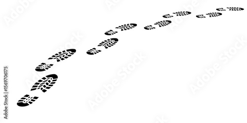 footprint shoe sole tracking path on transparent background, shoe footprint path vector illustration