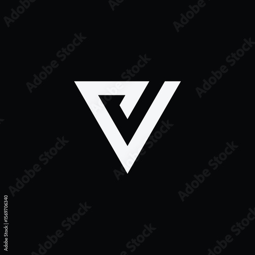 A sleek and modern abstract logo featuring a prominent inverted triangle or 'V' shape, cleverly integrated with what appears to be a stylized letter 'C' or 'G' within its negative space.