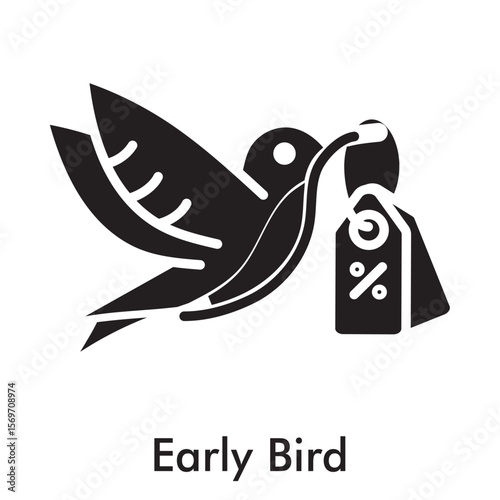 Early Bird Icon - Glyph Style