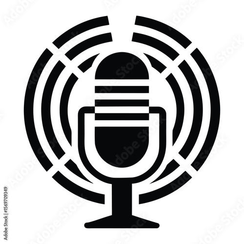 Podcast Microphone Icon Broadcast Radio Streaming Audio